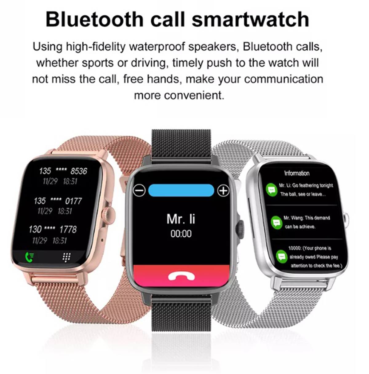 SMARTWATCH DT102 DORADO BLUETOOTH 1.9 PULGADAS CORREA METÁLICA - 4