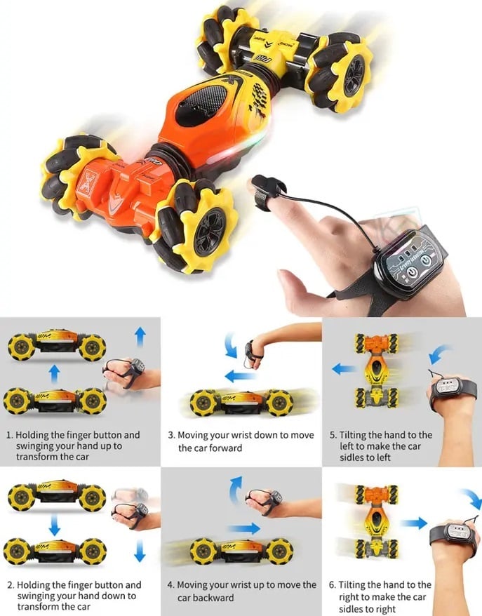 AUTO CONTROL REMOTO 3 MODOS SENSOR MOVIMIENTO CONTROL Y MANO AMARILLO - 4