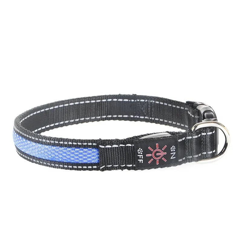 GENÉRICO COLLAR PERROS GATOS SEGURIDAD LED RECARGABLE USB 3 MODOS ILUMINACION AZUL M