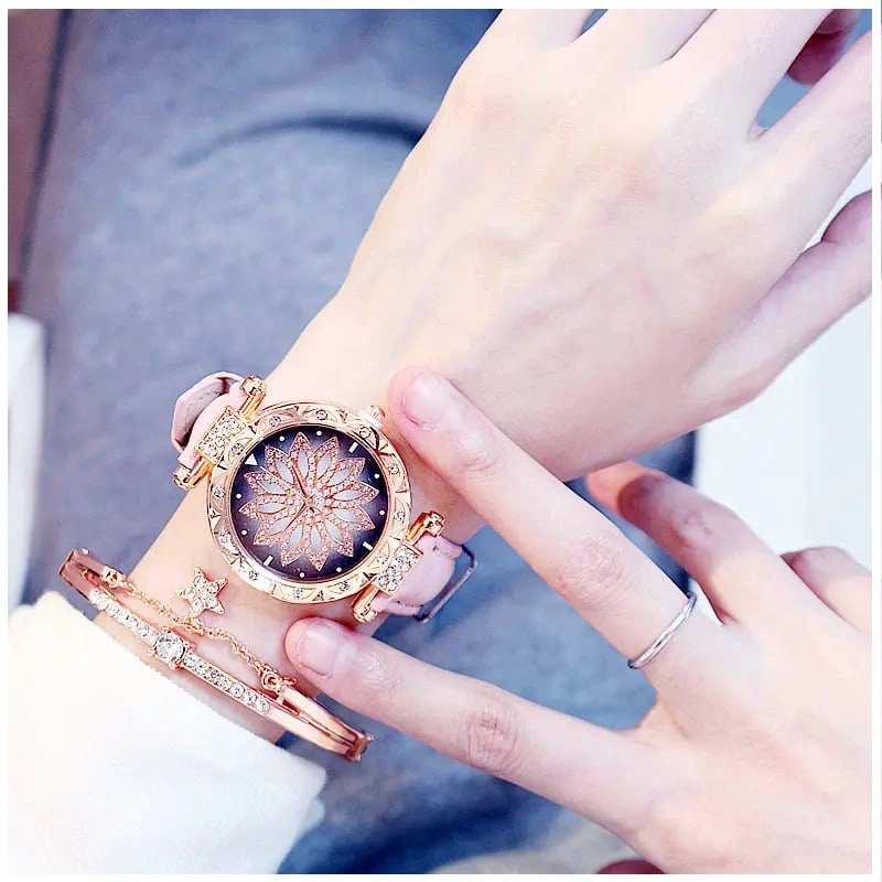 RELOJ MUJER CUARZO LUJO PERSONALIZADO ES CON INCRUSTACIONES Y PULSERA - 3