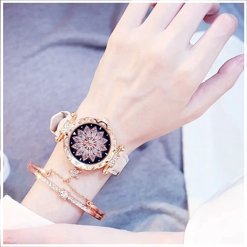 RELOJ MUJER CUARZO LUJO PERSONALIZADO ES CON INCRUSTACIONES Y PULSERA - 4