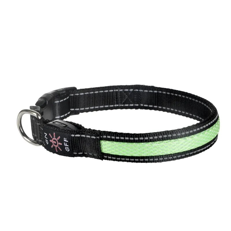 CORREA PERROS GATOS LUZ LED CARGA USB 3 MODOS VERDE TALLA S - 4