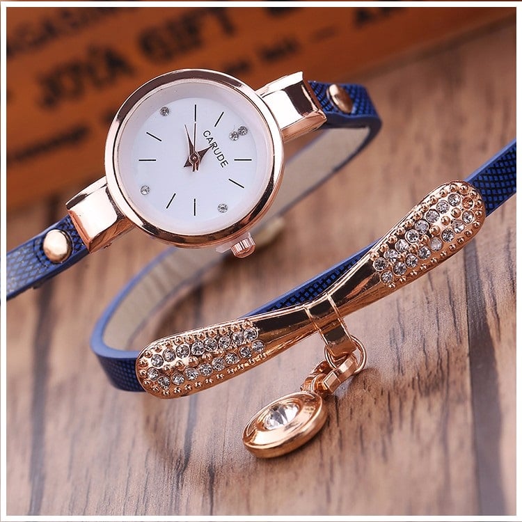 RELOJ MUJER CUARZO LUJO PERSONALIZADO ES CON INCRUSTACIONES Y PULSERA - 4