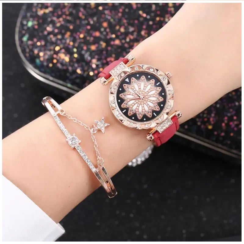 RELOJ MUJER CUARZO SET LUJO ES CON COLGANTE AROS ANILLO Y PULSERA - 3