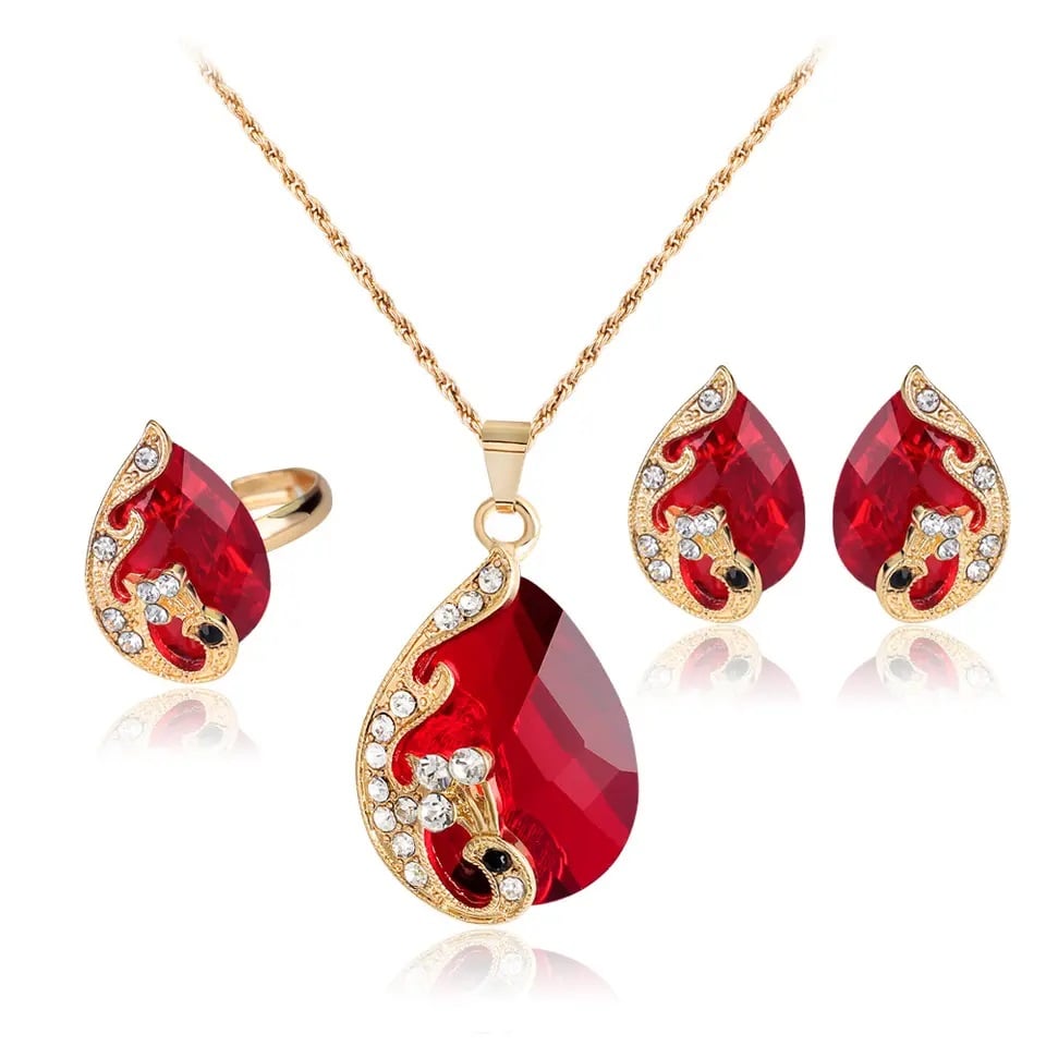 RELOJ MUJER CUARZO SET LUJO ES CON COLGANTE AROS ANILLO Y PULSERA - 5