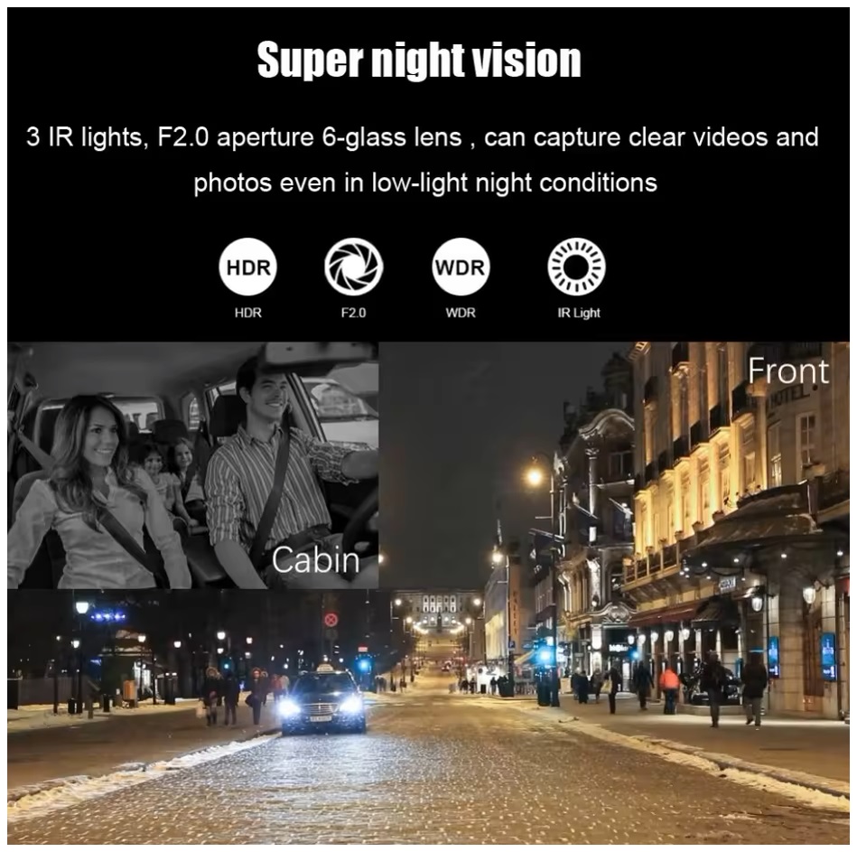 DASH CAM A68 CÁMARA DUAL 1080P ÁNGULO VISIÓN 150° 3.5 PULGADAS - 5