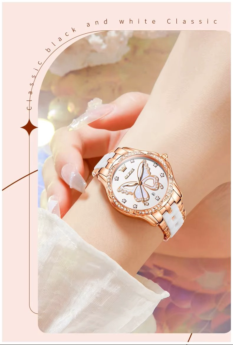 RELOJ DE PULSERA ELEGANTE MUJER ESFERA MARIPOSA Y DETALLES DE ZIRCONIA - 1