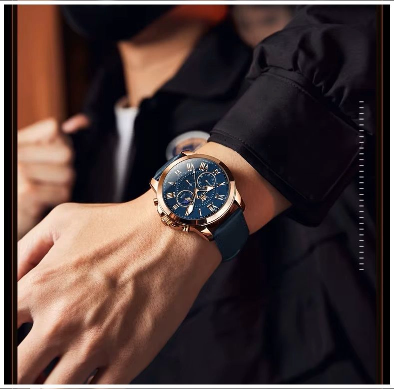 RELOJ DE LUJO PARA HOMBRE ESFERA AZUL PROFUNDO FUNCIONES INTEGRADAS - 1