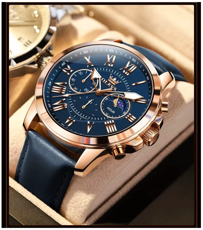 RELOJ DE LUJO PARA HOMBRE ESFERA AZUL PROFUNDO FUNCIONES INTEGRADAS - 2