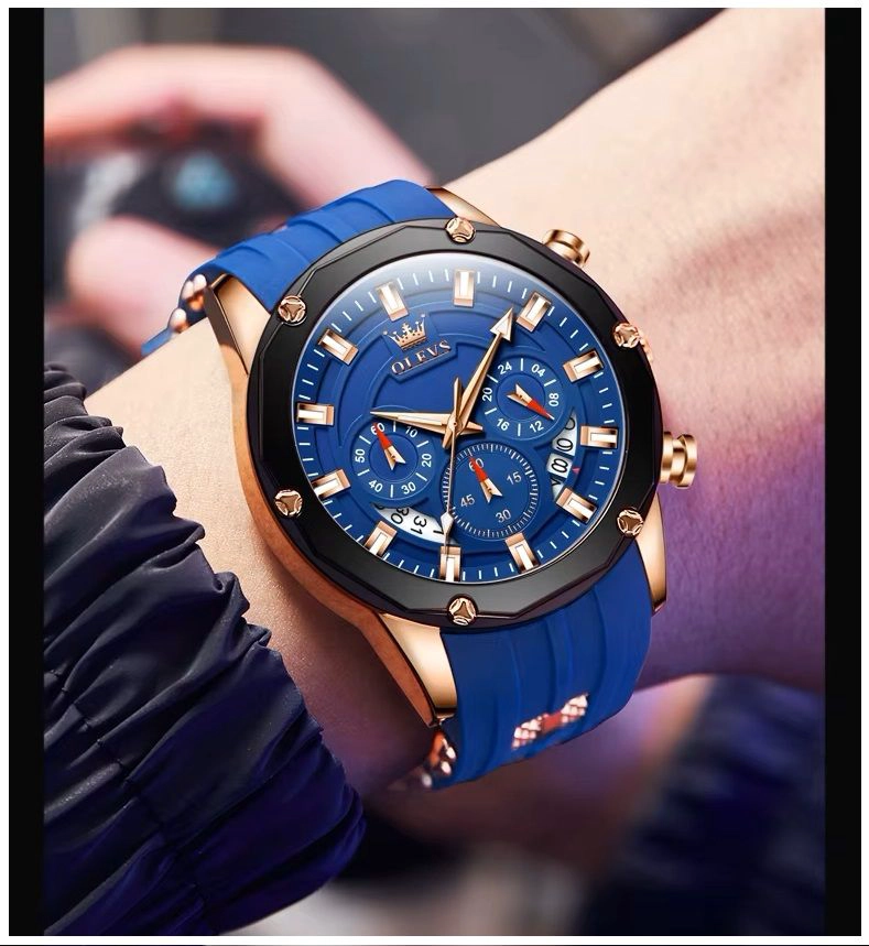 RELOJ CRONOGRAFO DEPORTIVO Y ELEGANTE PARA HOMBRE AZUL 30 METROS - 1