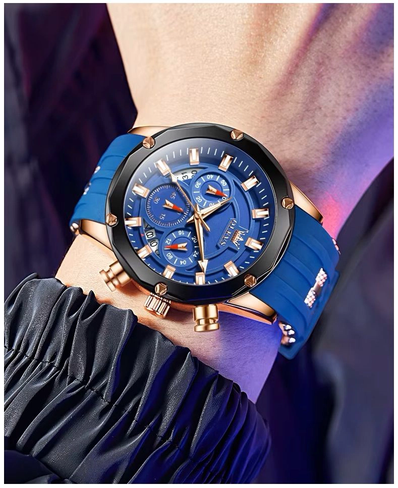 RELOJ CRONOGRAFO DEPORTIVO Y ELEGANTE PARA HOMBRE AZUL 30 METROS - 2