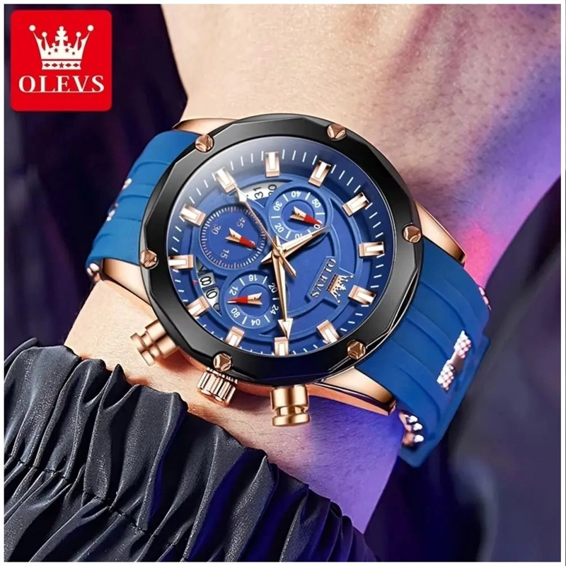 RELOJ CRONOGRAFO DEPORTIVO Y ELEGANTE PARA HOMBRE AZUL 30 METROS - 3