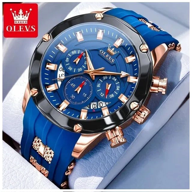 RELOJ CRONOGRAFO DEPORTIVO Y ELEGANTE PARA HOMBRE AZUL 30 METROS - 4