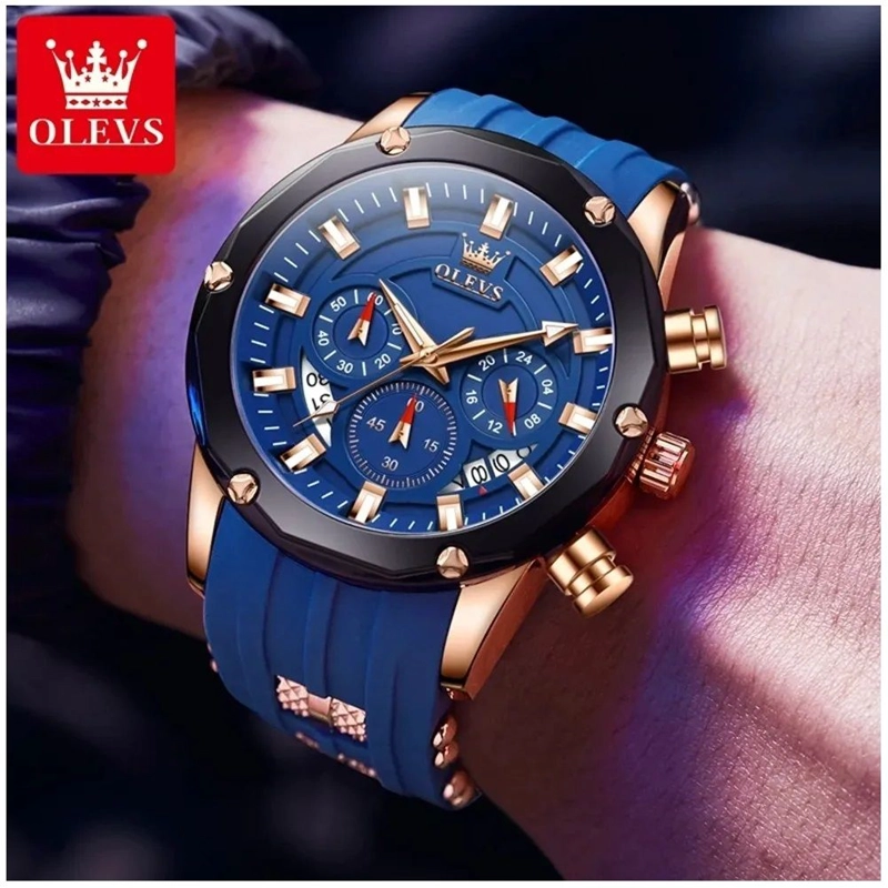 RELOJ CRONOGRAFO DEPORTIVO Y ELEGANTE PARA HOMBRE AZUL 30 METROS - 5