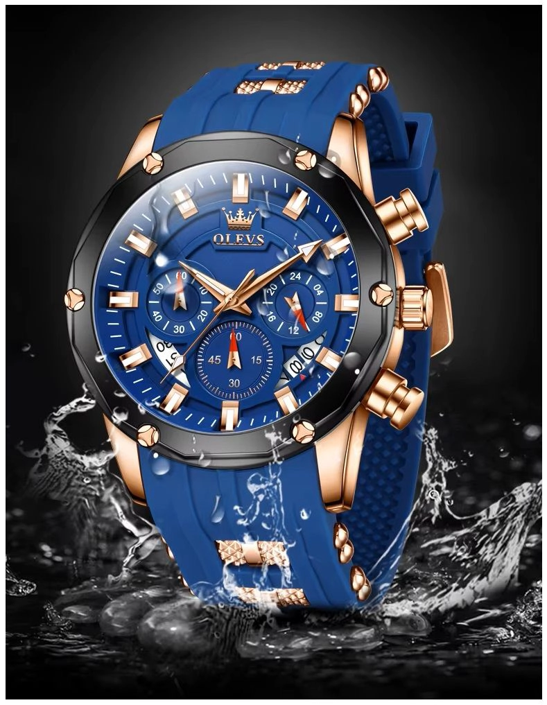 RELOJ CRONOGRAFO DEPORTIVO Y ELEGANTE PARA HOMBRE AZUL 30 METROS - 7