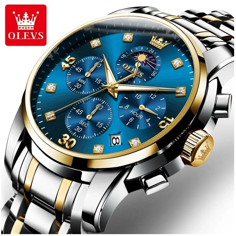 RELOJ HOMBRE LUJO DEPORTIVO Y ELEGANTE CON CRONOGRAFO FASE LUNAR - 2