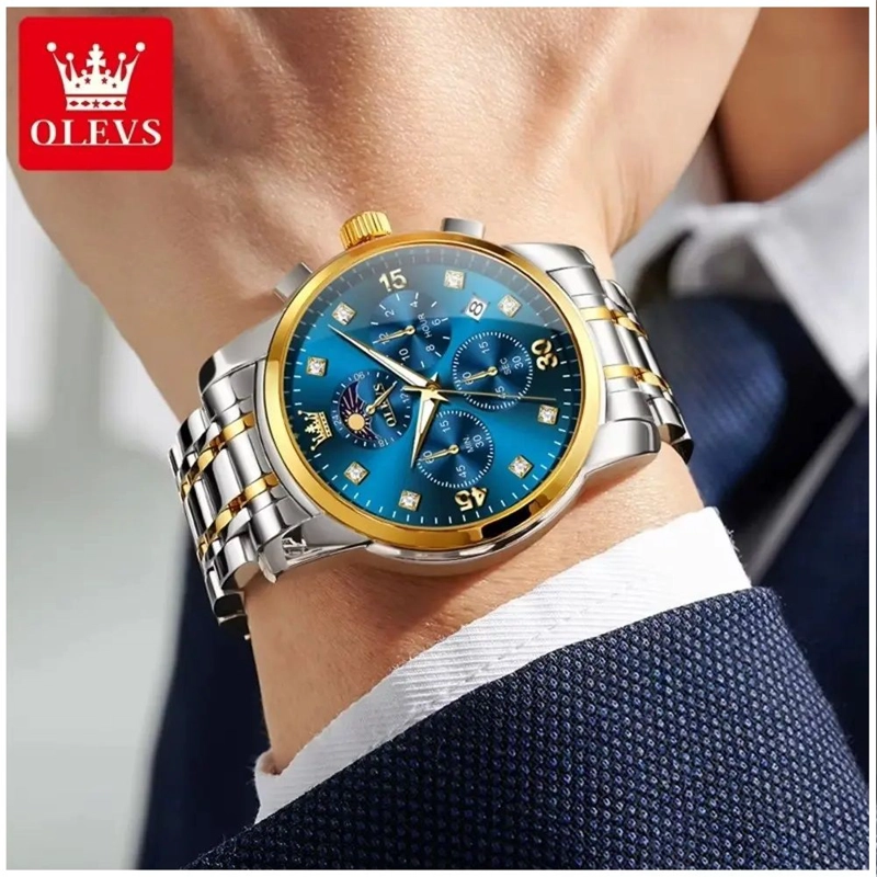 RELOJ HOMBRE LUJO DEPORTIVO Y ELEGANTE CON CRONOGRAFO FASE LUNAR - 4