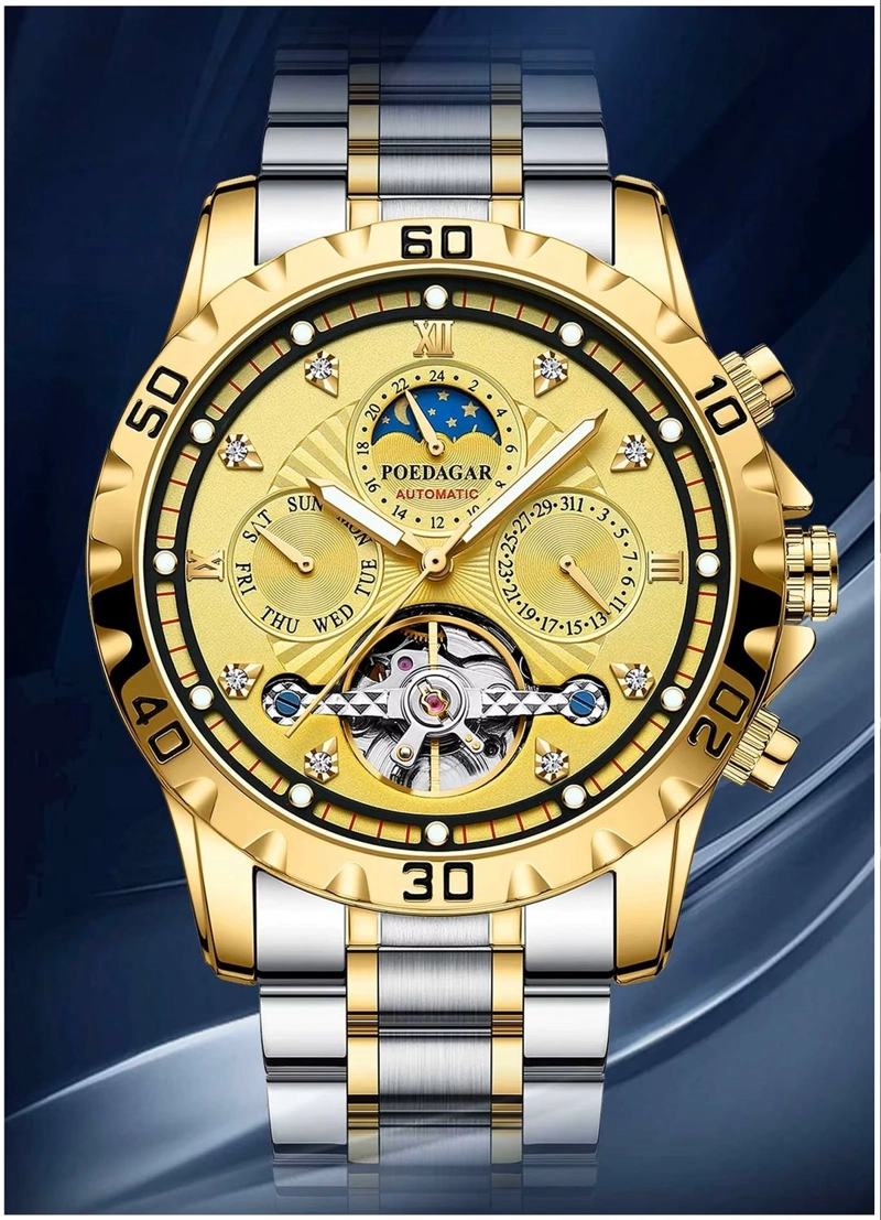 RELOJ AUTOMATICO MECANICO PARA HOMBRE TOURBILLION RESISTENCIA AL AGUA - 1