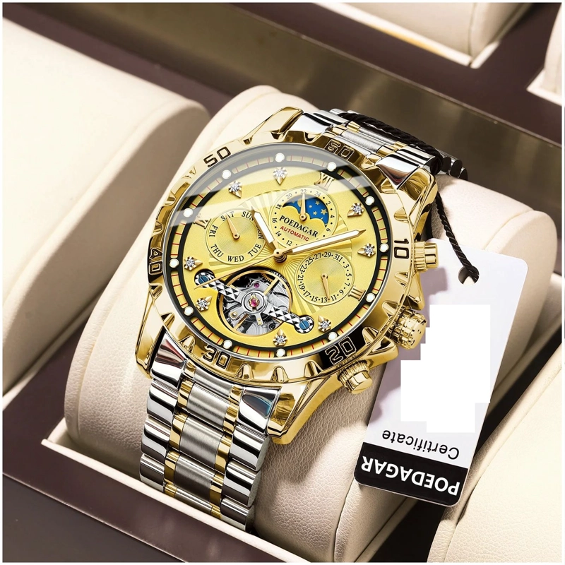 RELOJ AUTOMATICO MECANICO PARA HOMBRE TOURBILLION RESISTENCIA AL AGUA - 3