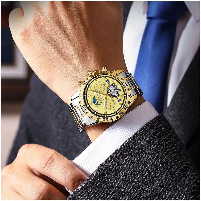 RELOJ AUTOMATICO MECANICO PARA HOMBRE TOURBILLION RESISTENCIA AL AGUA - 4