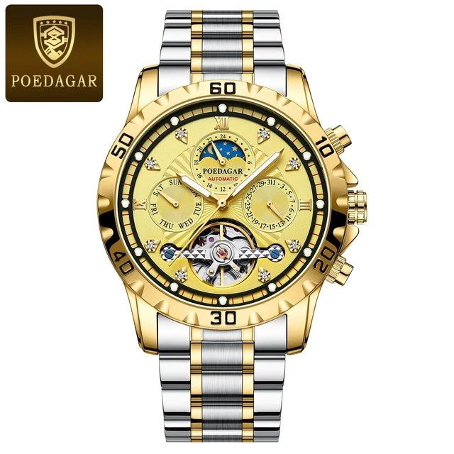 RELOJ AUTOMATICO MECANICO PARA HOMBRE TOURBILLION RESISTENCIA AL AGUA - 5