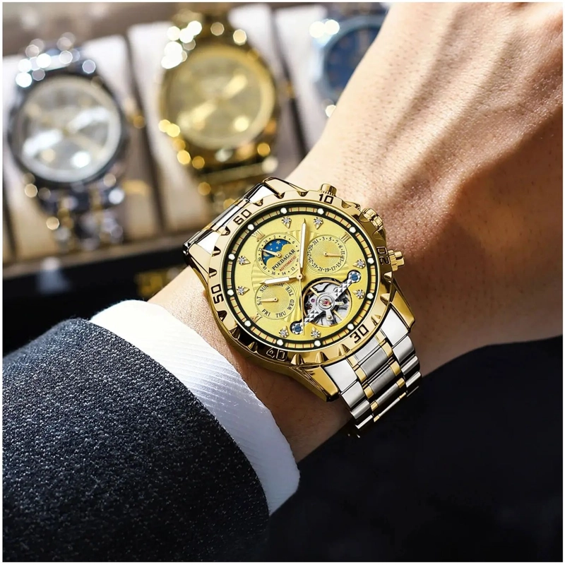 RELOJ AUTOMATICO MECANICO PARA HOMBRE TOURBILLION RESISTENCIA AL AGUA - 7