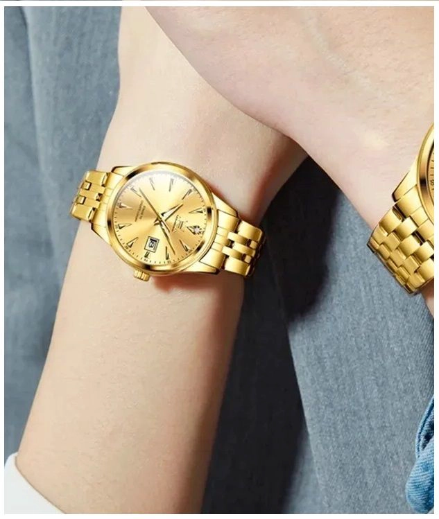 RELOJ DE LUJO DORADO PARA MUJER CON ACABADO DORADO BRILLANTE ALTA GAMA - 4