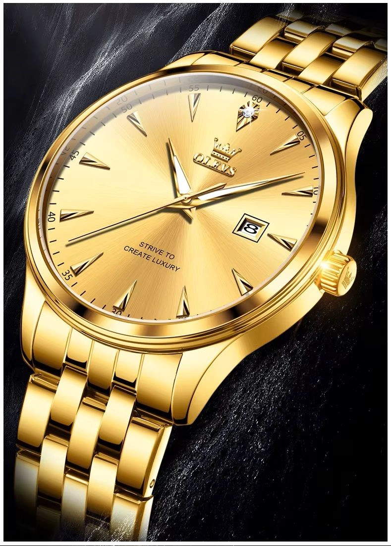 RELOJ DE LUJO DORADO PARA MUJER CON ACABADO DORADO BRILLANTE ALTA GAMA - 5