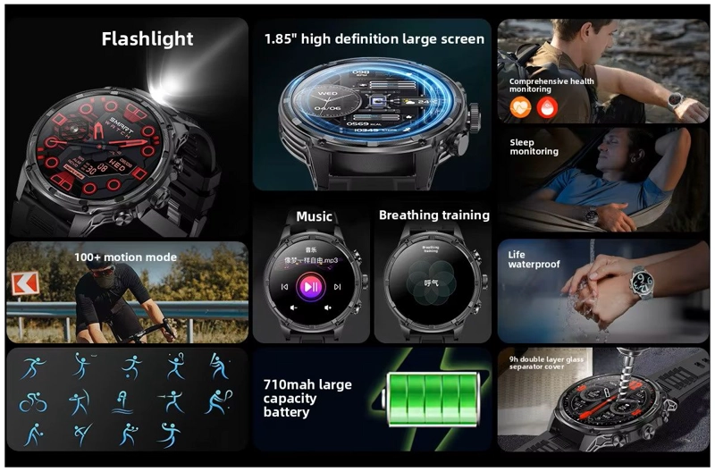 RELOJ INTELIGENTE PARA HOMBRE PANTALLA AMOLED 185” HD BATERIA 710MAH - 6