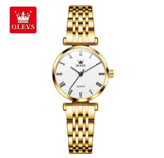 RELOJ DE MUJER ELEGANTE DE CUARZO PULSERA DE ACERO INOXIDABLE DORADO - 5
