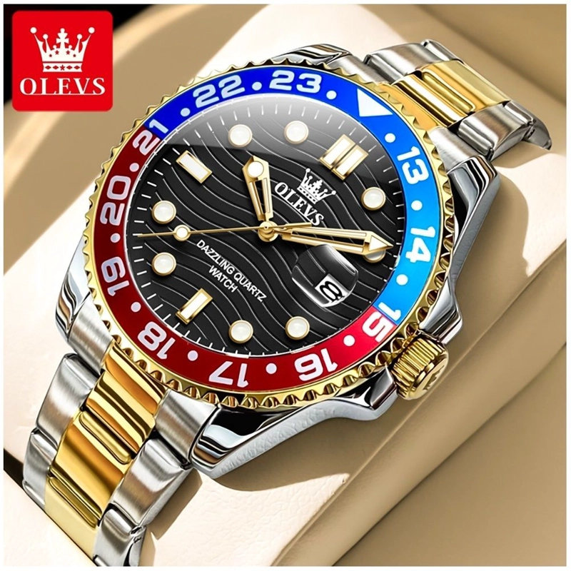 RELOJ DE PULSERA HOMBRE DEPORTIVO Y DE LUJO BISEL ROJO Y AZUL - 2