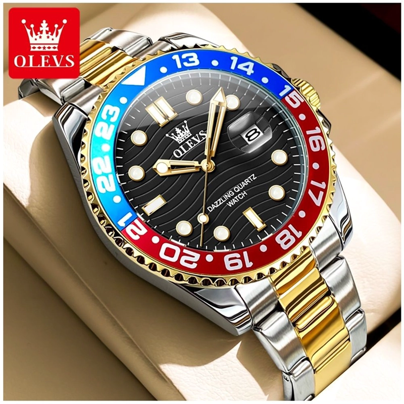RELOJ DE PULSERA HOMBRE DEPORTIVO Y DE LUJO BISEL ROJO Y AZUL - 7