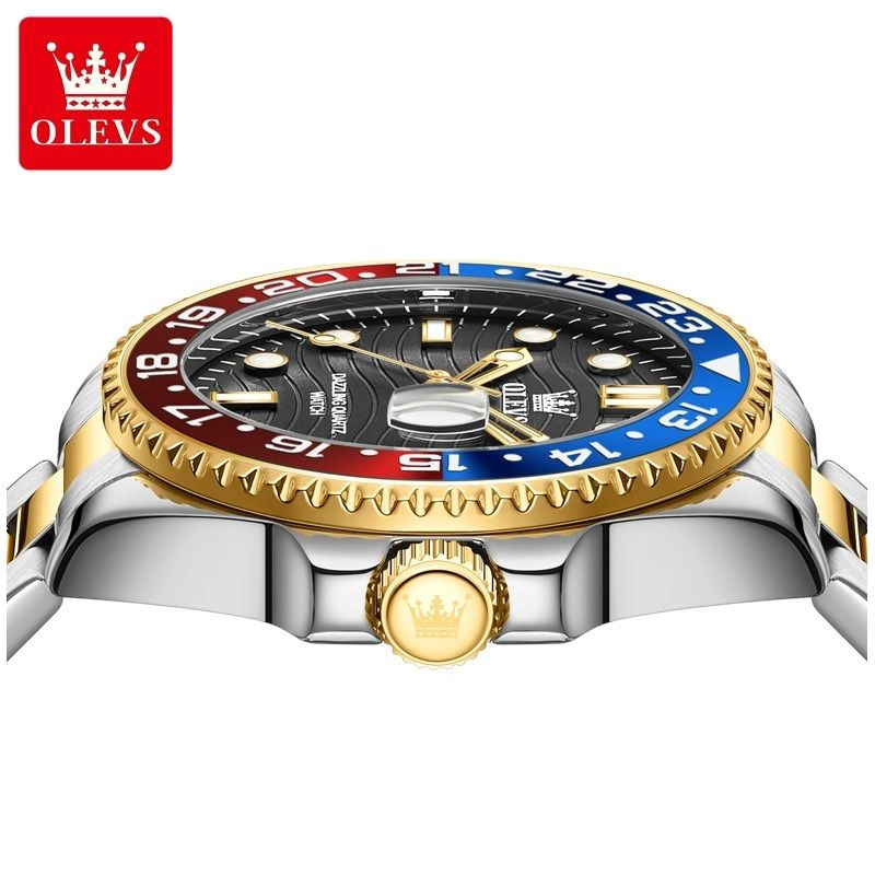 RELOJ DE PULSERA HOMBRE DEPORTIVO Y DE LUJO BISEL ROJO Y AZUL - 8