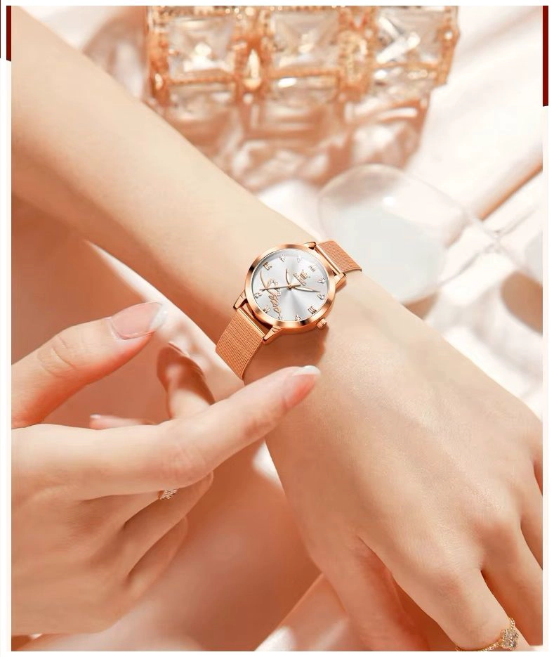 RELOJ DE MUJER DISEÑO ELEGANTE FEMENINO DE CUARZO ROSA DORADO - 1