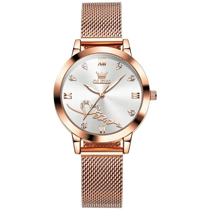 RELOJ DE MUJER DISEÑO ELEGANTE FEMENINO DE CUARZO ROSA DORADO - 3