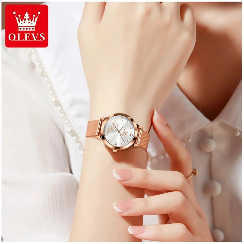 RELOJ DE MUJER DISEÑO ELEGANTE FEMENINO DE CUARZO ROSA DORADO - 5
