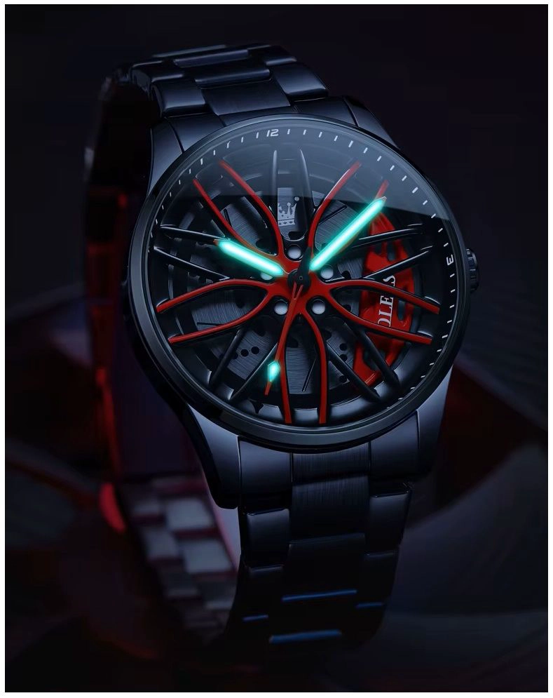 RELOJ DEPORTIVO DISEÑO EXCLUSIVO LLANTA DE COCHE GIRATORIA ESFERA 3D - 7