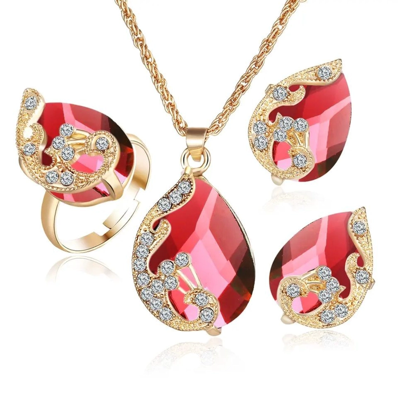 SET DE LUJO PARA MUJERES CON RELOJ COLGANTE AROS ANILLO Y PULSERA - 4