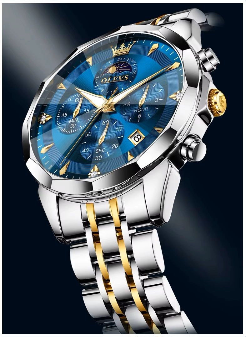 RELOJ DE PULSERA HOMBRE ACERO INOXIDABLE ESFERA AZUL METALICA - 4