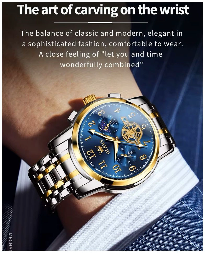 RELOJ CRONOGRAFO DE LUJO HOMBRE FASE LUNAR CUARZO JAPONE S 30ATM - 4