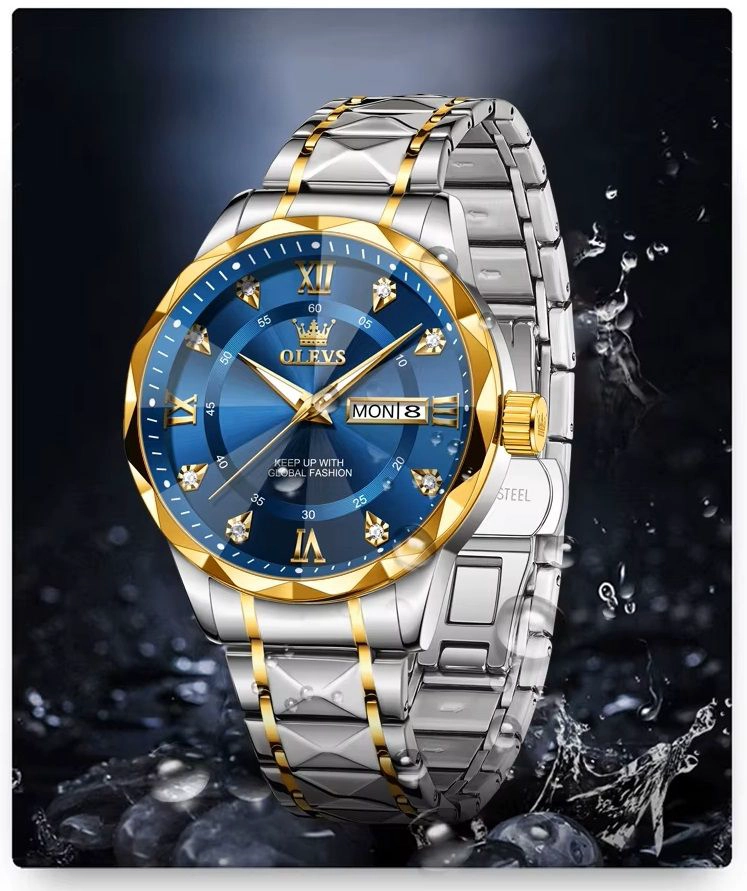 RELOJ DE PULSERA ELEGANTE DE CUARZO PARA HOMBRE ESFERA AZUL METALICA - 5