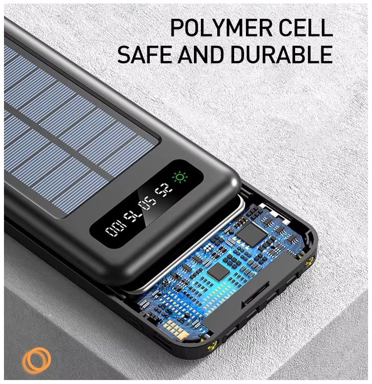 CARGADOR BATERIA EXTERNA SOLAR 20000MAH CON CABLES INTEGRADOS CARGA RAPIDA - 2