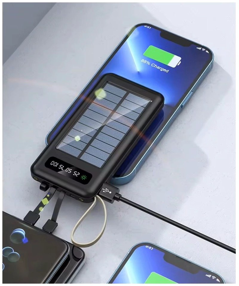 CARGADOR BATERIA EXTERNA SOLAR 20000MAH CON CABLES INTEGRADOS CARGA RAPIDA - 4