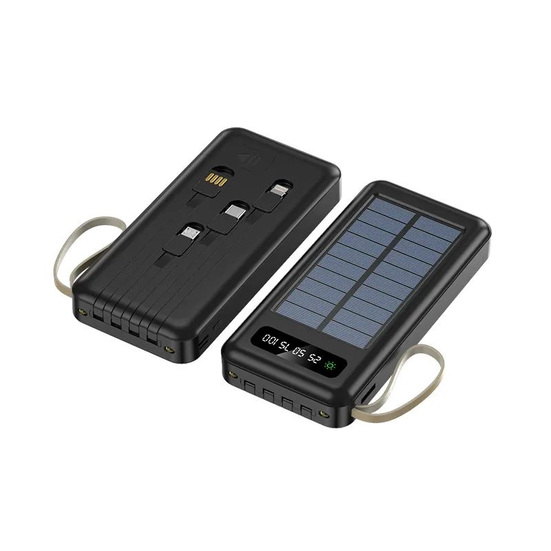 CARGADOR BATERIA EXTERNA SOLAR 20000MAH CON CABLES INTEGRADOS CARGA RAPIDA - 6