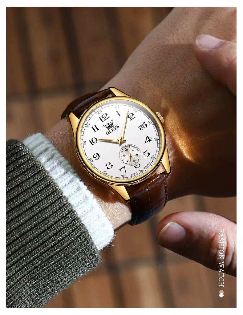 RELOJ ANALOGO PARA HOMBRE CON MOVIMIENTO CUARZO CORREA CUERO - 1
