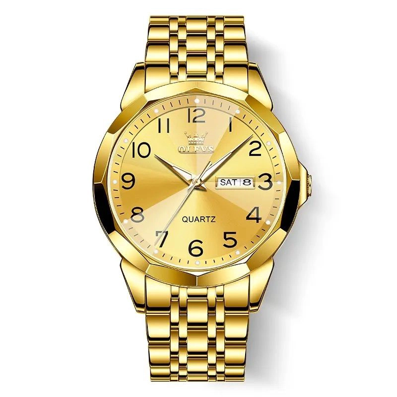RELOJ DORADO DE ACERO INOXIDABLE PARA HOMBRE ESTILO LUJO Y DEPORTIVO - 2