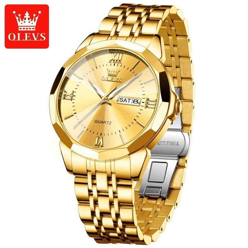RELOJ DORADO DE ACERO INOXIDABLE PARA HOMBRE ESTILO LUJO Y DEPORTIVO - 5