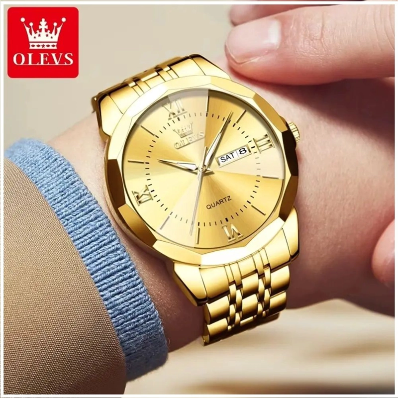 RELOJ DORADO DE ACERO INOXIDABLE PARA HOMBRE ESTILO LUJO Y DEPORTIVO - 6