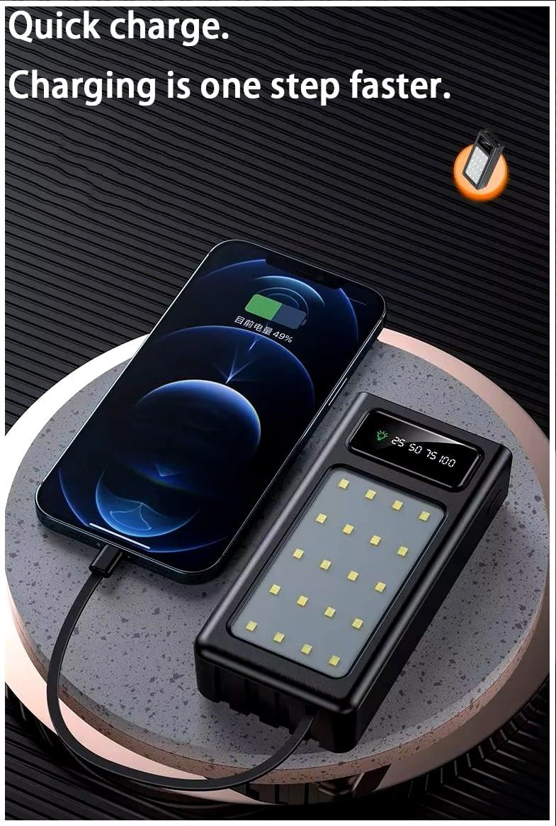BATERIA PORTATIL 30000MAH CON CARGA RAPIDA Y LUZ LED - 5