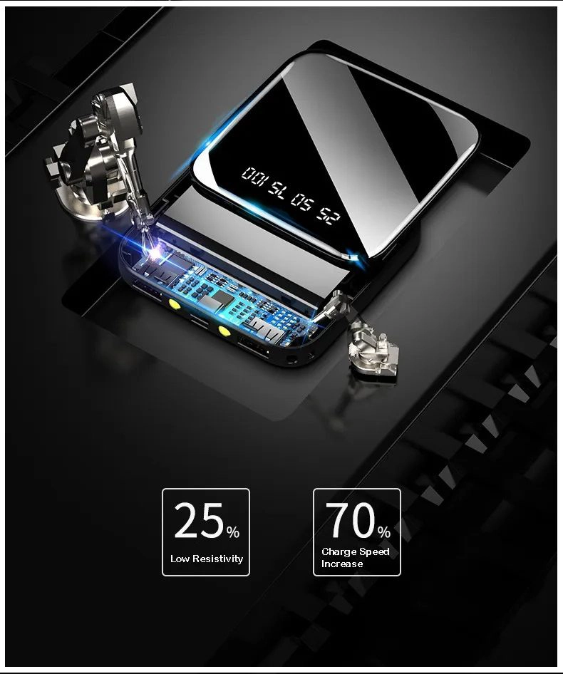 CARGADOR PORTATIL POWER BANK 10000 MAH 2USB MICRO USB LINTERNA - 4
